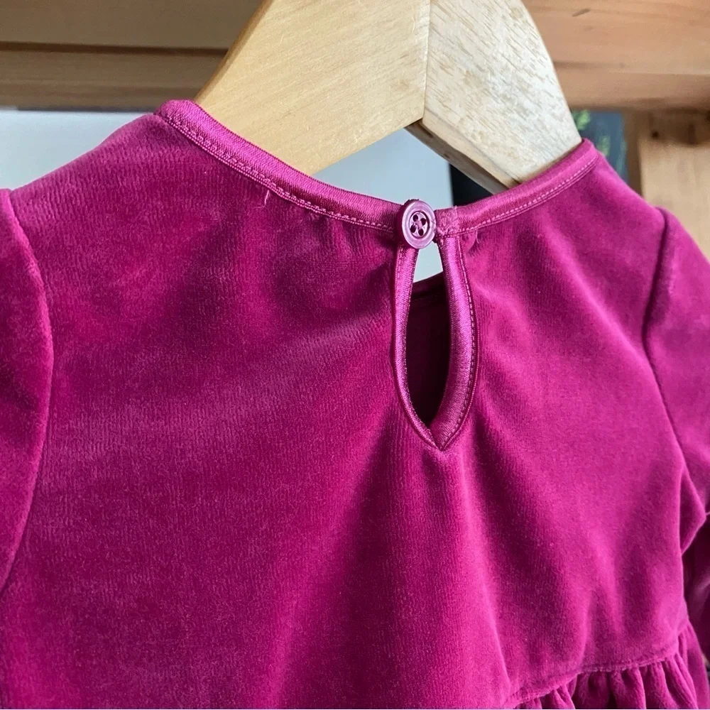 Hanna Andersson Magenta Pink Velvet Long Sleeve Dress